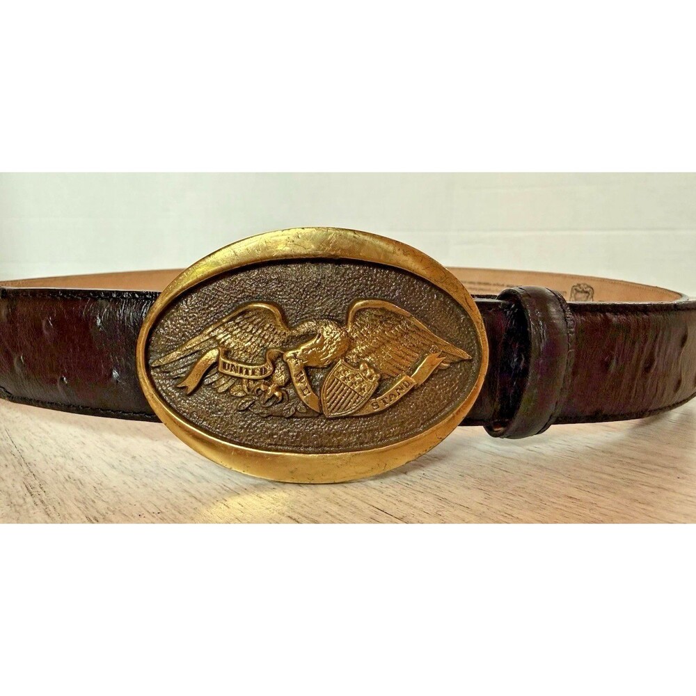 Vintage Heritage Mint Ltd Solid Brass American Eagle United We Stand Belt Buckle